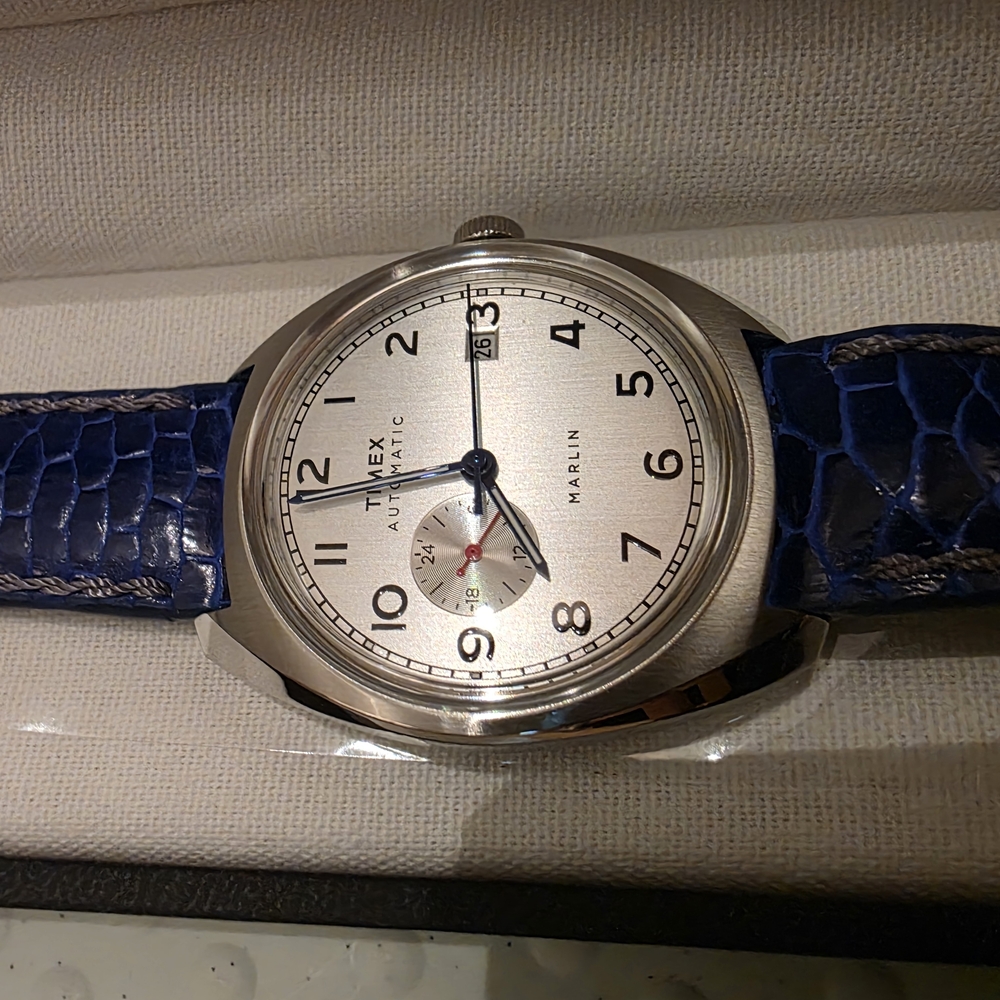 Timex Marlin Silver Dial with Blue Strap